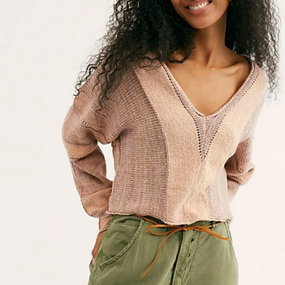 FREE PEOPLE For REVOLVE Lemonade Stand Ctton Blend Knit Sweater Pink Sal…